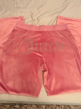 👑 Juicy Couture Pink Velour Sleepwear Lounge Pants Small Rhinestone McBling Y2K